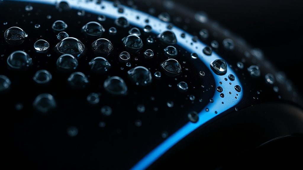 Water beads on ceramic-coated black paint